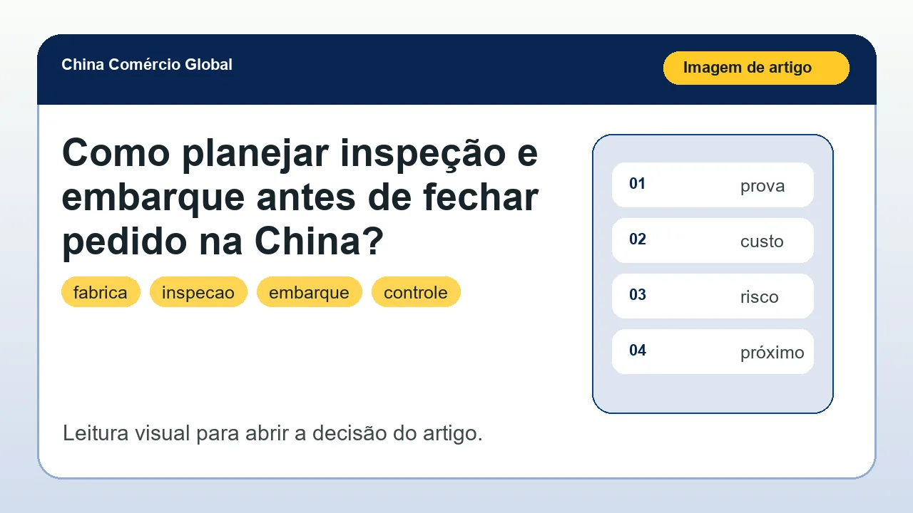 Como planejar inspeção e embarque antes de fechar pedido na China?